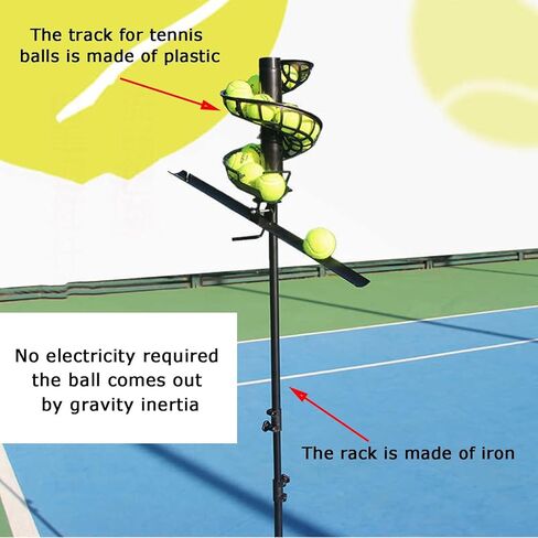 Adjustable Portable Tennis Ball Machine - Non-Electric, High Capacity for Training & Coaching Sessions, Ideal for Players of All Levels,with Extra Track in Saudi Arabia