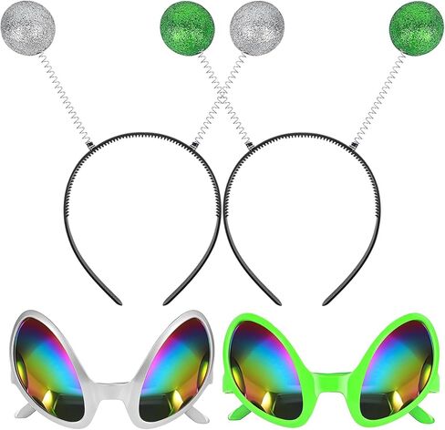 Goenb 2pack Alien Headband, Alien Glasses with Headband Alien Antenna Headband Alien Headband Adult Women Kids Party Costume in Kuwait