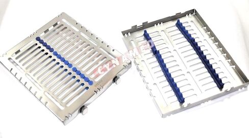 1 Each Heavy Duty German Dental Autoclave Sterilization Cassette Rack Box Tray for 15 Instruments Blue Cynamed in Saudi Arabia