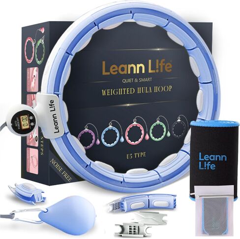 U5 Smart Weighted Hula Hoop with Counter & Waist Trimmer – 16 Knots, 28"–46" Adjustable Infinity Hoop Plus Size, Quiet Rubberized Wheels, Ab Workout Fitness, Weight Loss, Abdominal Toner in Saudi Arabia