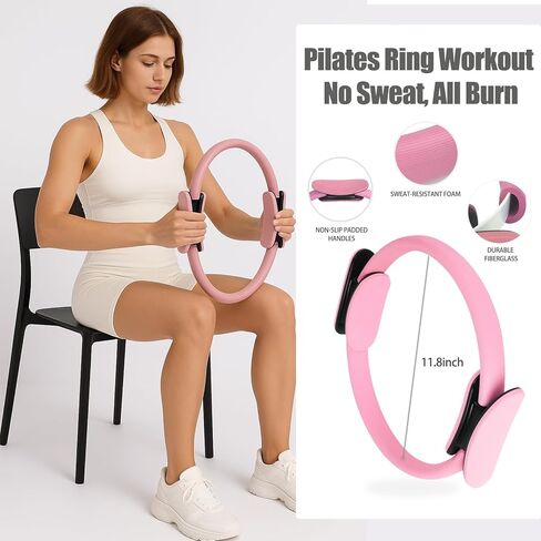 Pilates Kit for Women,Pilates Ring and Ball Set, Resistance Bands, Grip Socks & Yoga Mat Bag, Complete Pilates Essentials Starter Kit for Home Workouts, Pilates Equipment Gift Set for Beginners Pink in Saudi Arabia