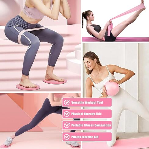 Pilates Kit for Women,Pilates Ring and Ball Set, Resistance Bands, Grip Socks & Yoga Mat Bag, Complete Pilates Essentials Starter Kit for Home Workouts, Pilates Equipment Gift Set for Beginners Pink in Saudi Arabia