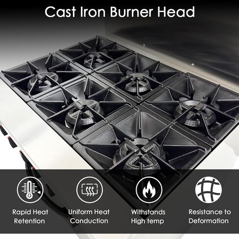 TECHTONGDA Commercial Gas Range& Oven Stainless Steel Gas Hot Plate Stove with 6 Burners & Oven Base for Tea Restaurant and Chain Fast Food Outlet in Saudi Arabia