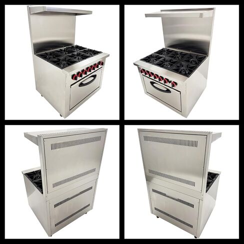 TECHTONGDA Commercial Gas Range& Oven Stainless Steel Gas Hot Plate Stove with 6 Burners & Oven Base for Tea Restaurant and Chain Fast Food Outlet in Saudi Arabia