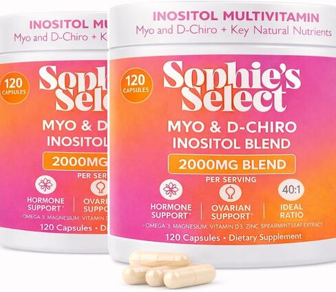Myo-Inositol & D-Chiro Inositol 2000mg Per Serving for Women - Inositol 40:1 Formula with Spearmint, Vitamin D3, Zinc & Magnesium - Hormone Balance for Women, Ovarian Support - 120 Capsules - 1Pack in Saudi Arabia