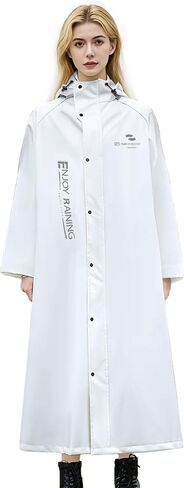 Waterproof Raincoat for Adults Reusable Lightweight Breathable Rain Jacket Poncho for Women Men with Drawstring Hooded in Kuwait