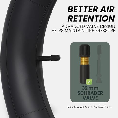 Thick Bike Inner Tube 16 x 1.75, 1.95, 2.10, 2.125 - Butyl Rubber Bicycle Tubes with 32mm Schrader Valve & 2 Tire Levers - Compatible with Kids Bikes, BMX, MTB (Set of 2) in Saudi Arabia