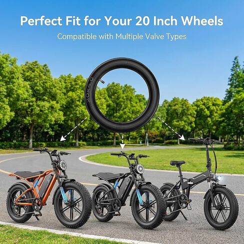 20x4.0 Fat Bike Inner Tubes, Heavy-Duty Butyl Rubber Schrader Valve Tubes Compatible with 20 Inch Vintage, Gravel, Mountain, Electric and City Bikes in Kuwait