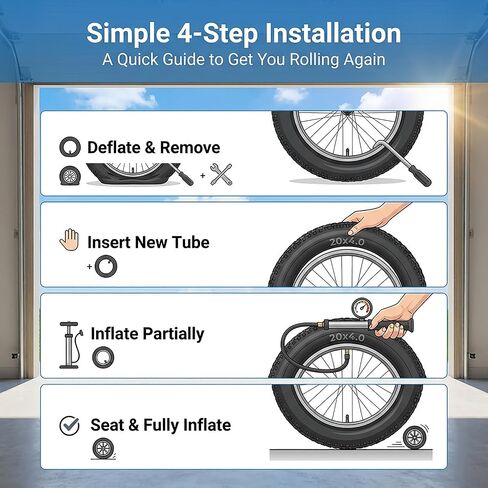 20x4.0 Fat Bike Inner Tubes, Heavy-Duty Butyl Rubber Schrader Valve Tubes Compatible with 20 Inch Vintage, Gravel, Mountain, Electric and City Bikes in Kuwait