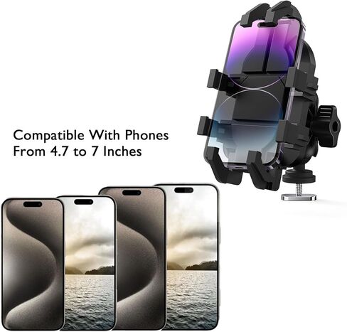 Kayak Phone Holder Mount with 8-Claw Anti-Slip Fixing, 360° Adjustable Kayak Phone Holder Compatible with 4.7-7 Inch Phones Kayak Rail Accessories in Kuwait