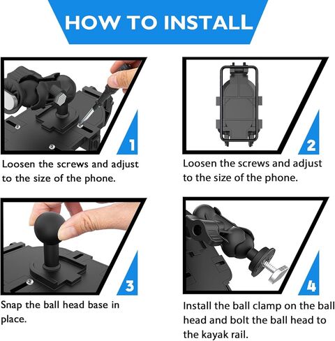 Kayak Phone Holder Mount with 8-Claw Anti-Slip Fixing, 360° Adjustable Kayak Phone Holder Compatible with 4.7-7 Inch Phones Kayak Rail Accessories in Kuwait