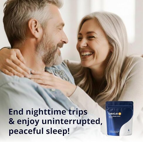 صمغات دعم المثانة الليلية QuietLab N1 - تساعد على تقليل رحلات الحمام الليلية للرجال والنساء - بذور اليقطين، د-مانوز، أشواغاندا للتحكم في النوم والمثانة - نكهة الفراولة (60 قطعة) in Kuwait