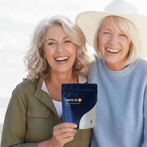 صمغات دعم المثانة الليلية QuietLab N1 - تساعد على تقليل رحلات الحمام الليلية للرجال والنساء - بذور اليقطين، د-مانوز، أشواغاندا للتحكم في النوم والمثانة - نكهة الفراولة (60 قطعة) in Kuwait