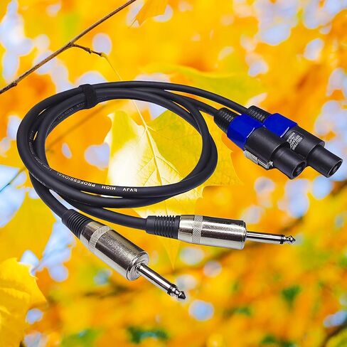 Speakon to 1/4" Male Speaker Cables, Professional 3.3 Feet 12 Gauge AWG TS Speaker Cable DJ/PA Wire for Speakon Amplifier Connection Cord with Twist Lock - (2 Pack) in Saudi Arabia