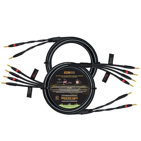 WORLDS BEST CABLES 4 Foot WBC-GOLD-LOCAP-SPKR-12 AWG - Low-Capacitance - Low-Inductance - High Purity OFC - Audiophile HiFi Bi-Wire Speaker Cable Pair with Eminence Gold Banana Plugs in Saudi Arabia