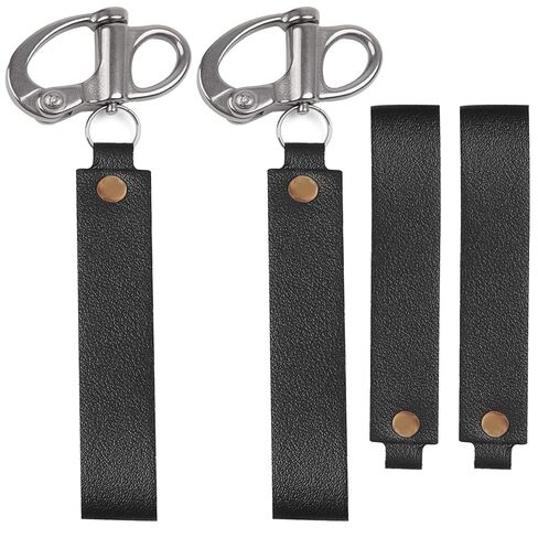 (2 PCS) Quick Release Clip Shackle for SCBA Mask, Firefighter Accessory with Leather Handle, Marine-Grade 316 Stainless Steel, Heavy-Duty Rigging Shackle for Quick Release Lanyard in Kuwait