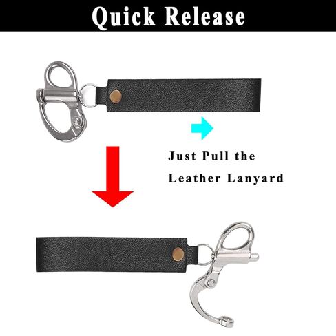 (2 PCS) Quick Release Clip Shackle for SCBA Mask, Firefighter Accessory with Leather Handle, Marine-Grade 316 Stainless Steel, Heavy-Duty Rigging Shackle for Quick Release Lanyard in Kuwait
