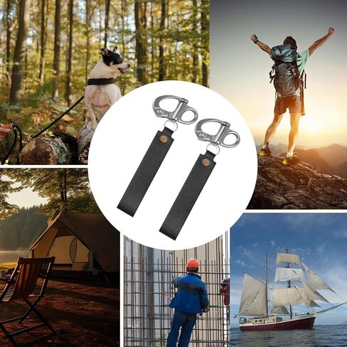 (2 PCS) Quick Release Clip Shackle for SCBA Mask, Firefighter Accessory with Leather Handle, Marine-Grade 316 Stainless Steel, Heavy-Duty Rigging Shackle for Quick Release Lanyard in Kuwait