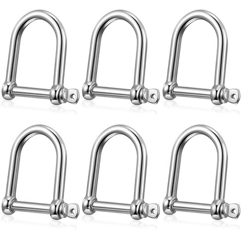 6 Pcs 316 Stainless Steel Wide 1/2 D Shackles, with Locking Pins, 2200 Lbs Carrying Capacity, for Chains Wirerope Lifting Outdoor Camping Survival Rope or Marine in Saudi Arabia