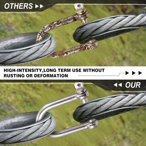 6 Pcs 316 Stainless Steel Wide 1/2 D Shackles, with Locking Pins, 2200 Lbs Carrying Capacity, for Chains Wirerope Lifting Outdoor Camping Survival Rope or Marine in Saudi Arabia