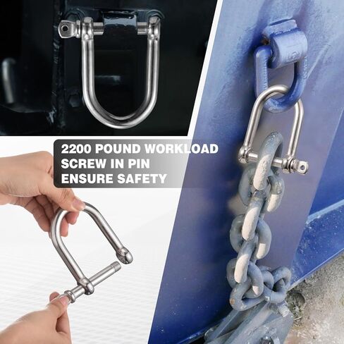 6 Pcs 316 Stainless Steel Wide 1/2 D Shackles, with Locking Pins, 2200 Lbs Carrying Capacity, for Chains Wirerope Lifting Outdoor Camping Survival Rope or Marine in Saudi Arabia