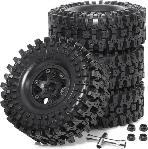 REDSPIDER 1.9 Beadlock Wheels Tires set(4pcs)， tires for all terrain use，1.9 tires Has super strong grip，1.9 beadlock wheels and tires for Axial SCX10 90046 UTB18 TRX4 SCX10 in Kuwait
