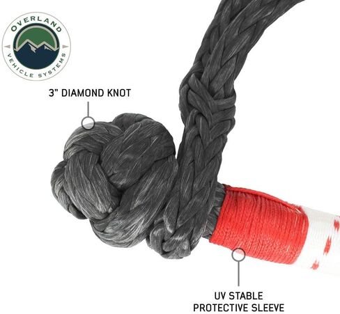 Overland Vehicle Systems Soft Shackle 3/8" x 23" Synthetic Rope – 36,000 LB Breaking Strength, Loop End with Protective Abrasive Sleeve for Off-Road Recovery in Kuwait