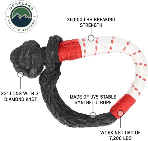Overland Vehicle Systems Soft Shackle 3/8" x 23" Synthetic Rope – 36,000 LB Breaking Strength, Loop End with Protective Abrasive Sleeve for Off-Road Recovery in Kuwait