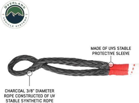 Overland Vehicle Systems Soft Shackle 3/8" x 23" Synthetic Rope – 36,000 LB Breaking Strength, Loop End with Protective Abrasive Sleeve for Off-Road Recovery in Kuwait