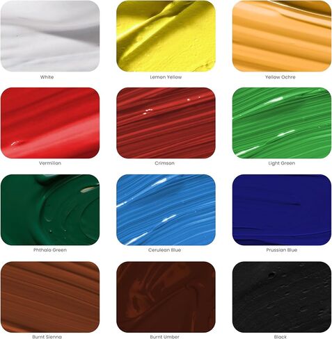 MyArtscape Acrylic Paint Set - 12 x 21ml tubes - Lightfast - Heavy Body - Rich Pigments - Great Tinting Strength - Acrylic Painting Supplies for Artists and Beginners - Premium Quality Paints in Kuwait