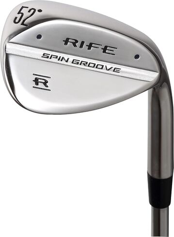 Rife Spin Groove Plus 2 بوصة فوق الرجل ذو الطول القياسي، عمود فولاذي طويل القامة، إسفين جولف مرن عادي مع مقابض جامبو 52 درجة هجوم جاب إسفين AW Bite Grooves Golf Club in Kuwait