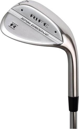 Rife Spin Groove Plus 5.08 سم فوق الرجل ذو الطول القياسي، عمود فولاذي طويل القامة، صلب مرن، إسفين جولف مع مقابض جامبو 52 درجة، جاب إسفين AW Bite Grooves Golf Club in Kuwait