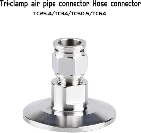 Tri ClampTC25.4 TC34 TC50.5TC64 PC pneumatic quick connector adapter SS304 stainless steel 4/6/8/10/12/14/16mm hose pipe(TC64,16mm) in Saudi Arabia