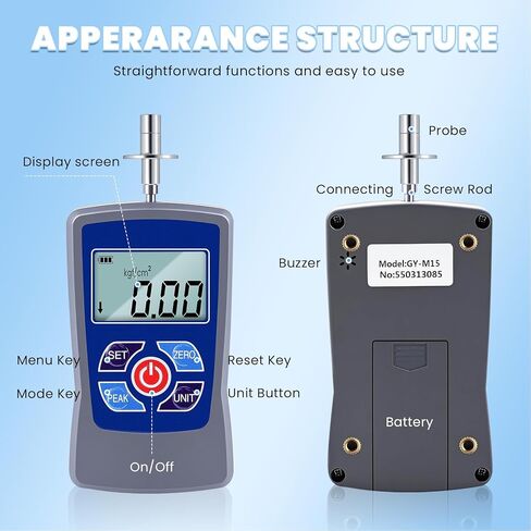 NEWTRY Digital Fruit Penetrometer Handheld Hardness Tester with Pressure Foot Fruit Firmness Sclerometer for Determining The Maturity Level of Fruit in Kuwait