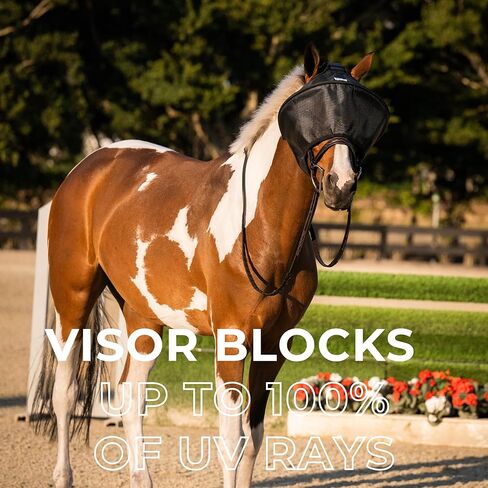 حماية 100% من الأشعة فوق البنفسجية للعين - قناع ذبابة الحصان للركوب والتعافي، درع مدمج معزز للأشعة فوق البنفسجية، مقاس قابل للتعديل، مسامي، يتم ربطه بالرسن أو اللجام in Kuwait
