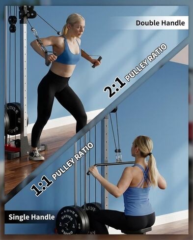 Wall Mount Cable Machine, Dual Pulley Cable Crossover & LAT Pulldown System for Home Gym with 19 Adjustable Positions, Tricep Rope, LAT Bar & Footboard, Space-Saving Garage Fitness Equipment in Saudi Arabia