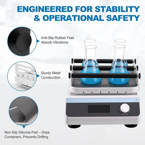 PER4MANCE Laboratory Orbital Shaker with 20mm Amplitude, 40-300rpm Adjustable Speed, 2KG Capacity, LCD Display, Timer(1min-23h59min) & Continuous Mode for Lab Use in Kuwait