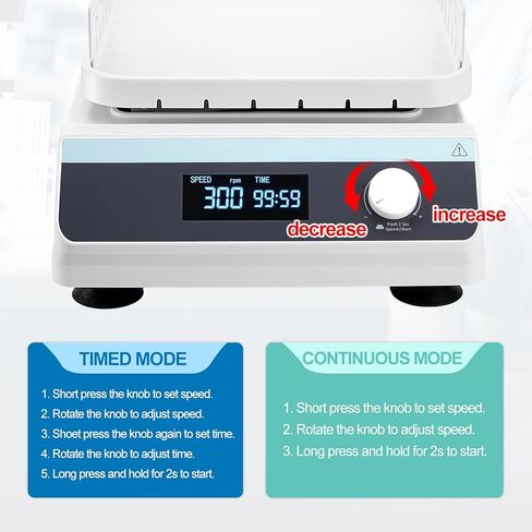 PER4MANCE Laboratory Orbital Shaker with 20mm Amplitude, 40-300rpm Adjustable Speed, 2KG Capacity, LCD Display, Timer(1min-23h59min) & Continuous Mode for Lab Use in Kuwait