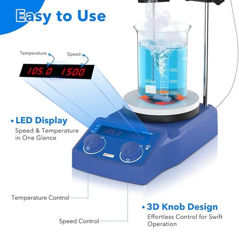 FOUR E'S SCIENTIFIC 5 Inch Pro Magnetic Stirrer Hotplate 100-1500RPM, Upgraded Ceramic-Aluminum Heating, Max Temp 280℃, Max 5L Capacity, 110V Stir Plate with Temp Probe Sensor (Not Include Stand) in Saudi Arabia