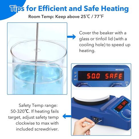 FOUR E'S SCIENTIFIC 5 Inch Pro Magnetic Stirrer Hotplate 100-1500RPM, Upgraded Ceramic-Aluminum Heating, Max Temp 280℃, Max 5L Capacity, 110V Stir Plate with Temp Probe Sensor (Not Include Stand) in Saudi Arabia