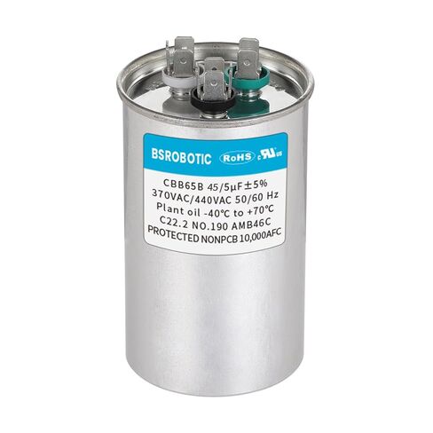 45/5 440v CBB65B AC Capacitor - 45+5 uf ±5% MFD 370/440 Volt Dual Run Round Capacitor, VAC CBB65B Air Conditioner Capacitors for AC Unit Fan Motor Start or Heat Pump or Condenser Straight Cool in Saudi Arabia