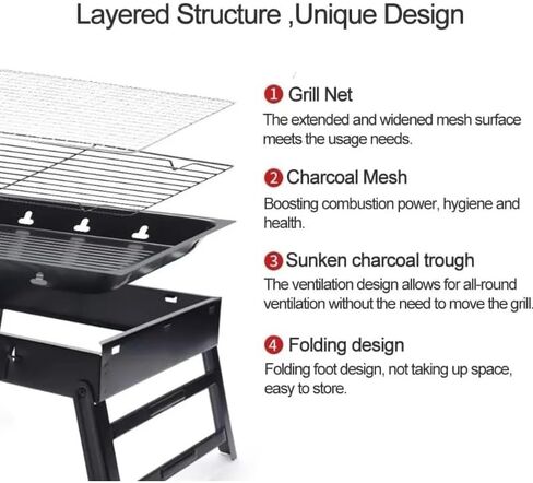 17 Inch Foldable BBQ Charcoal Grill Portable Charcoal Grill Compact Mini Small BBQ Grill Outdoor Travel Backyard Picnic Beach in Saudi Arabia
