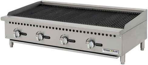 Inferno Blaze Premium IBP-RB-48 شواية غاز مشعة على سطح الطاولة مقاس 48 بوصة 148000 وحدة حرارية بريطانية - شواية غاز من الفولاذ المقاوم للصدأ معتمدة من ETL والصرف الصحي - مثالية للشواء التجاري in Kuwait