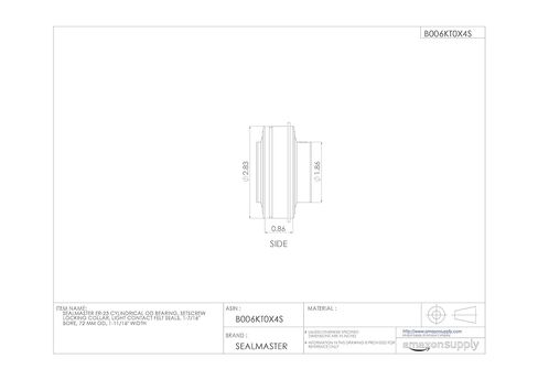 Sealmaster ER-23 Cylindrical OD Bearing, Setscrew Locking Collar, Light Contact Felt Seals, 1-7/16" Bore, 72 mm OD, 1-11/16" Width in Kuwait