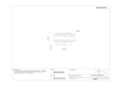 Sealmaster ER-23 Cylindrical OD Bearing, Setscrew Locking Collar, Light Contact Felt Seals, 1-7/16" Bore, 72 mm OD, 1-11/16" Width in Kuwait