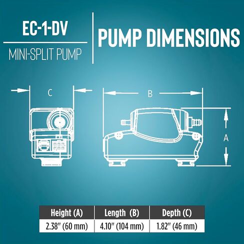 مضخة مكثفة صغيرة EC-1-DV من ليتل جاينت 110-240 فولت، 50/60 هرتز لمكيفات الهواء الصغيرة المنفصلة/بدون قنوات، أزرق، 553507 in Saudi Arabia