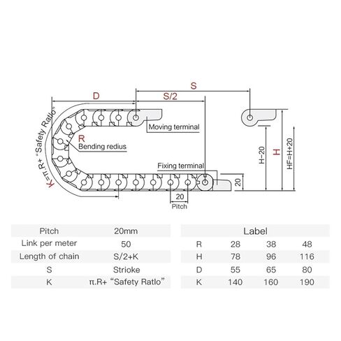 Cable Chain Semi-Enclosed 15 * 20 30 40 50mm Wire Transmission Carrier Plastic Drag Towline ForPrinter Engraving Machine 1M(38mm,15x20mm) in Saudi Arabia