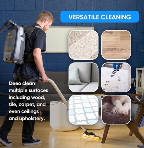 Prolux X8 Pro 10 lb Lightweight Commercial Backpack Vacuum – HEPA Filtration w/Sealed 8 Qt HEPA Bags, 120 CFM Commercial Suction, 50′ Cord, Loaded with Attachments in Kuwait