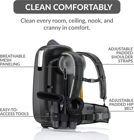 Prolux X8 Pro 10 lb Lightweight Commercial Backpack Vacuum – HEPA Filtration w/Sealed 8 Qt HEPA Bags, 120 CFM Commercial Suction, 50′ Cord, Loaded with Attachments in Kuwait