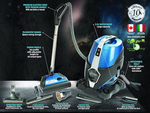 Sirena Vacuum Cleaner – Water Filtration, 2-Speed, Bagless Canister Vacuum Cleaner, Allergy/Pet Pro in Saudi Arabia